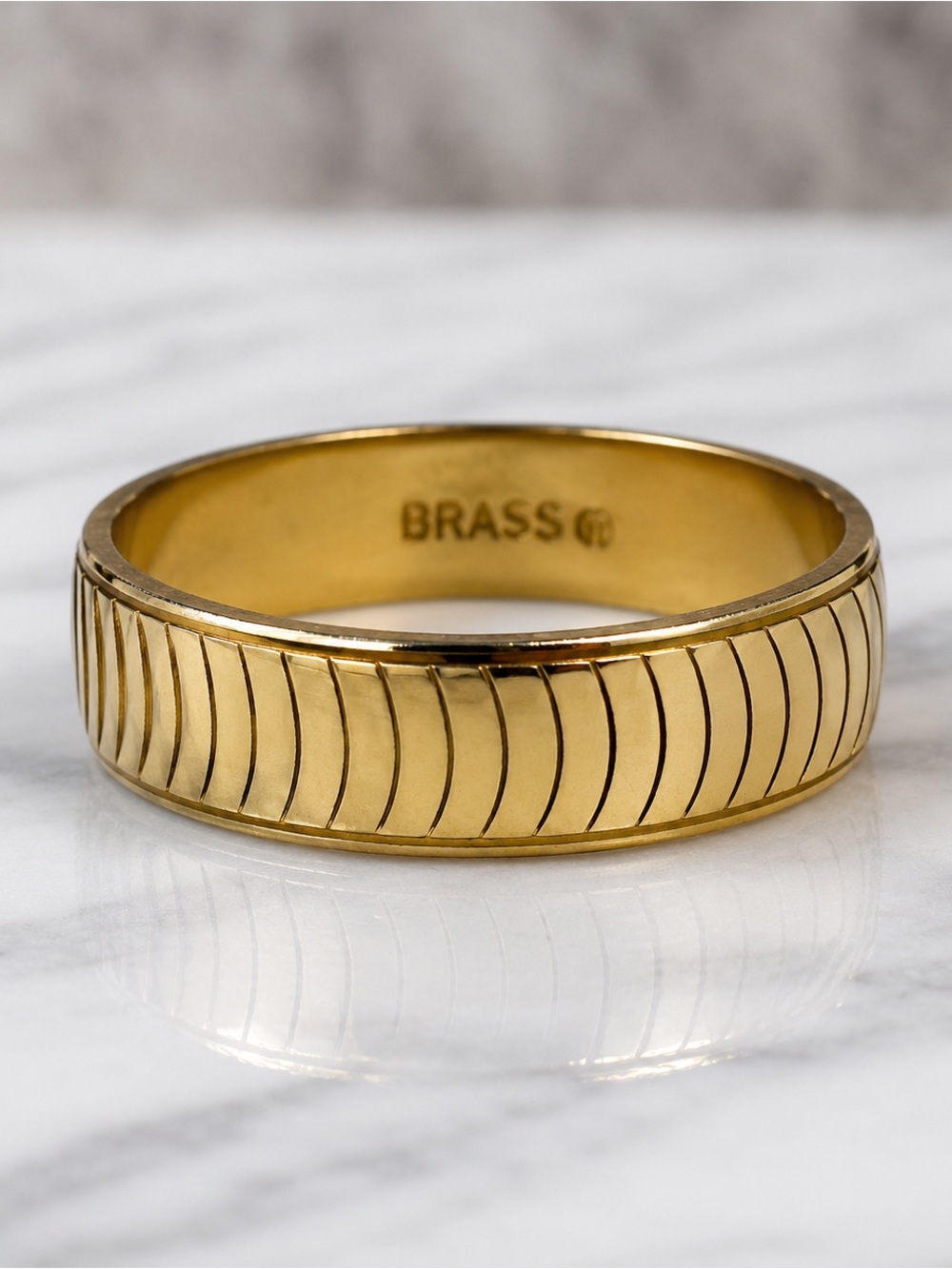 Gold-Tone Brass Textured Band Ring